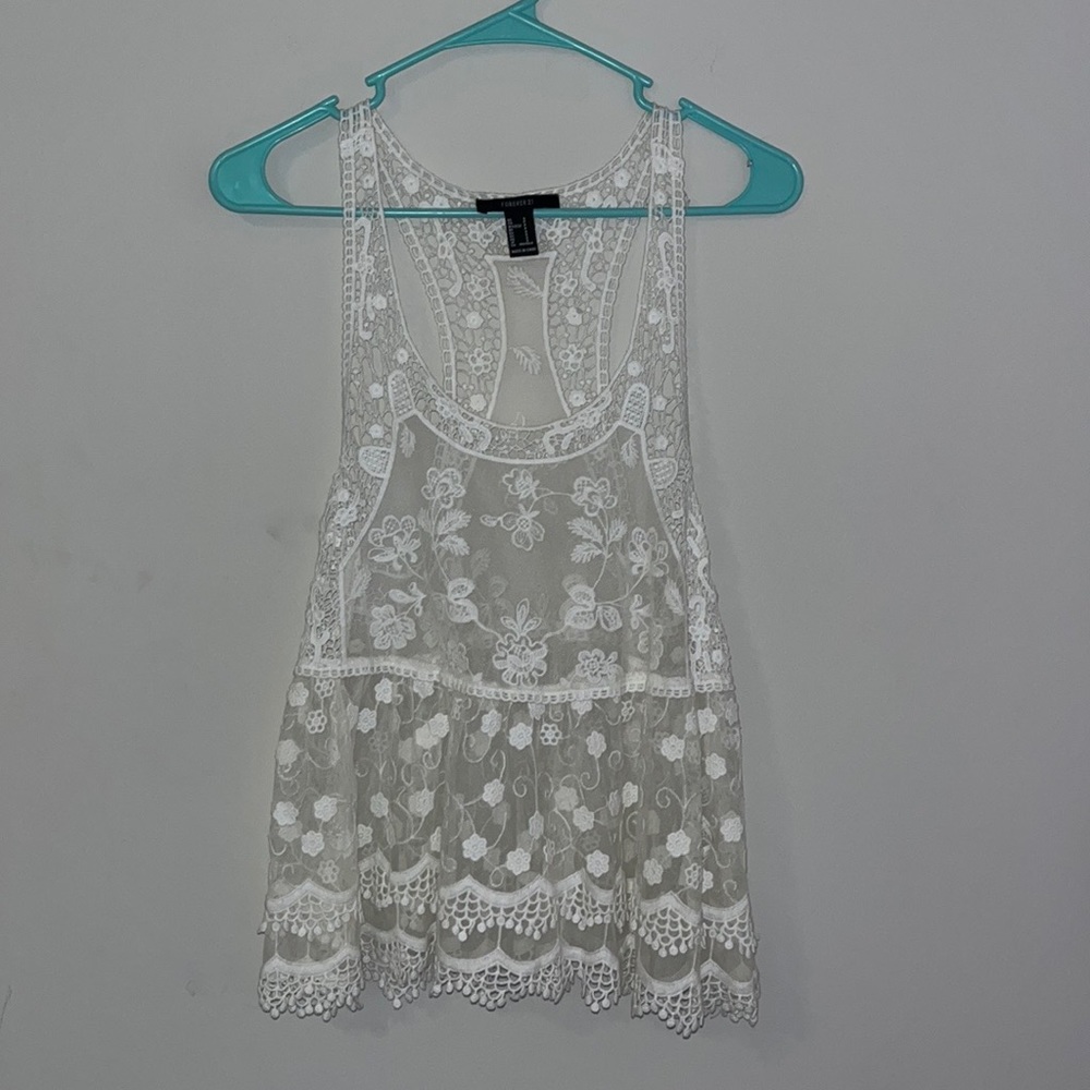 Crochet mesh detailed tank top worn once!!
